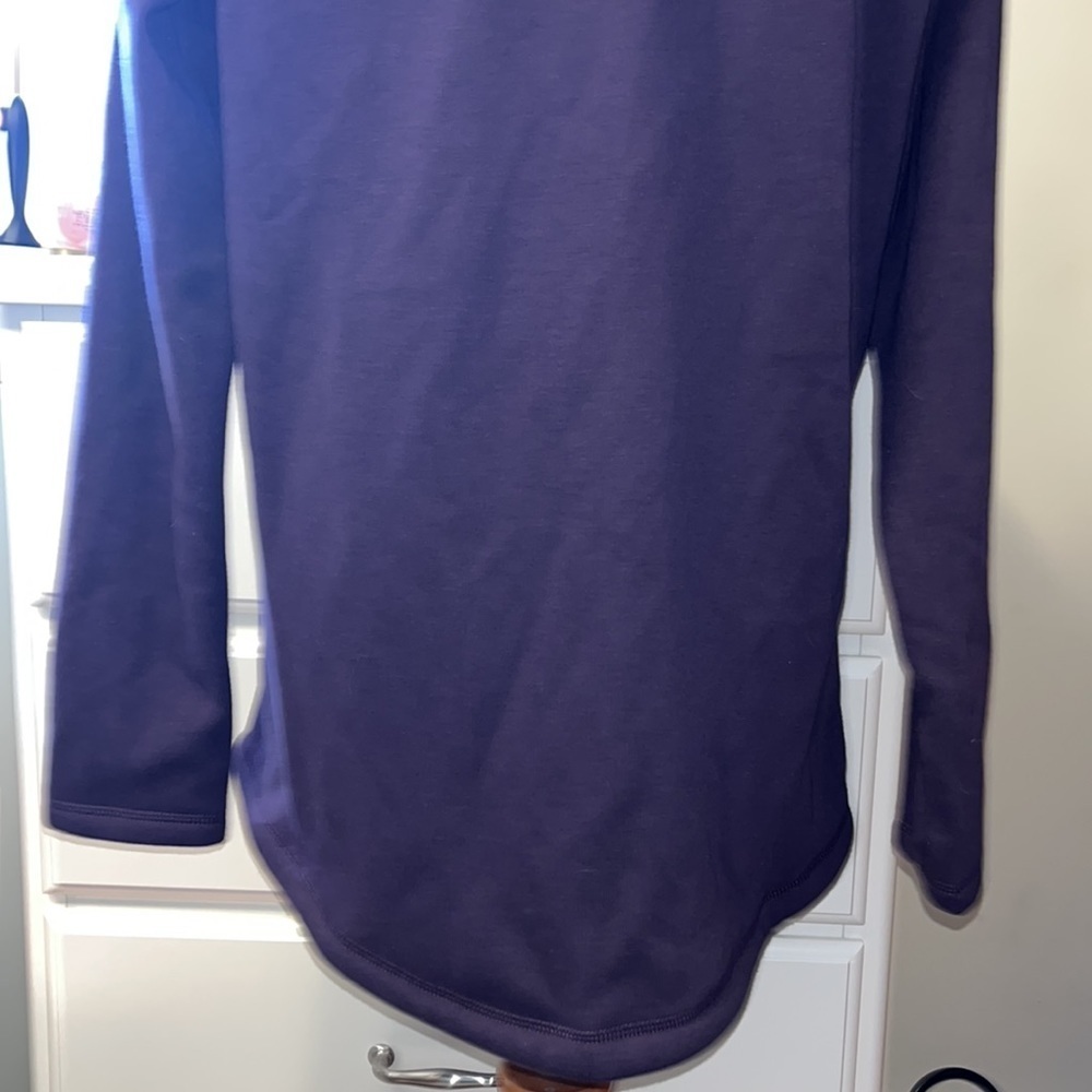 Athleta softest fleece lined crossover funnel neck pullover in grape color, M - Picture 7 of 15